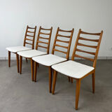 4 Scandinavian chairs, teak with boucle seats.