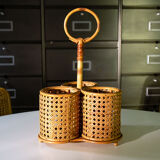 Rattan bottle holder and cannage, 1970