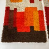 Set of 2 modernist multi-color high pile rya rug by desso, netherlands, 1970s