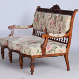 Restored Seating Set, Historicism, Beech, Walnut, Czechia, 1890s