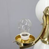 Art Deco brass chandelier with opaline glass, Czechoslovakia, 1930s