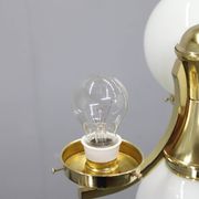 Art Deco brass chandelier with opaline glass, Czechoslovakia, 1930s