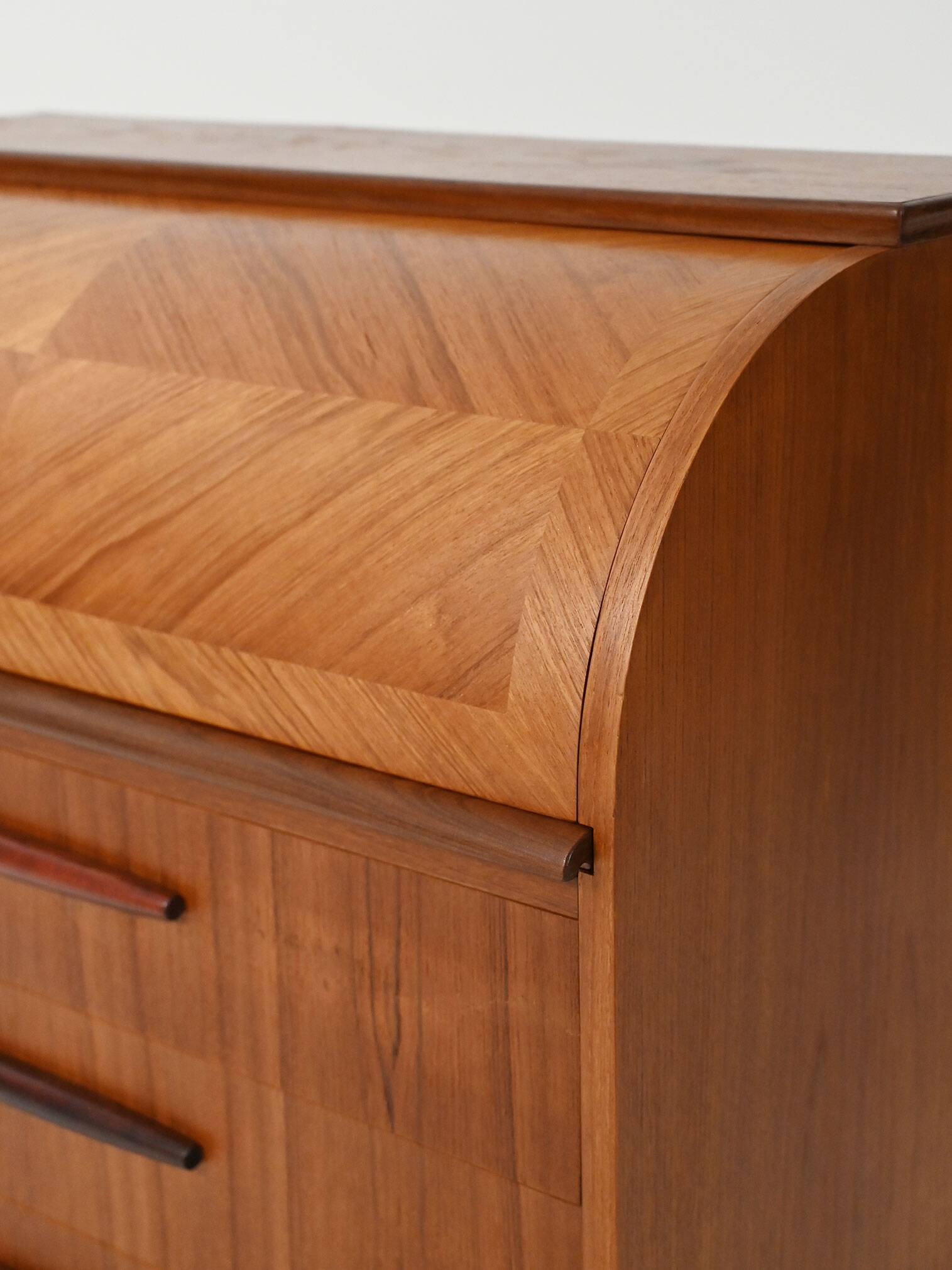 1950s Scandinavian teak secrétaire with elongated sculpted pulls