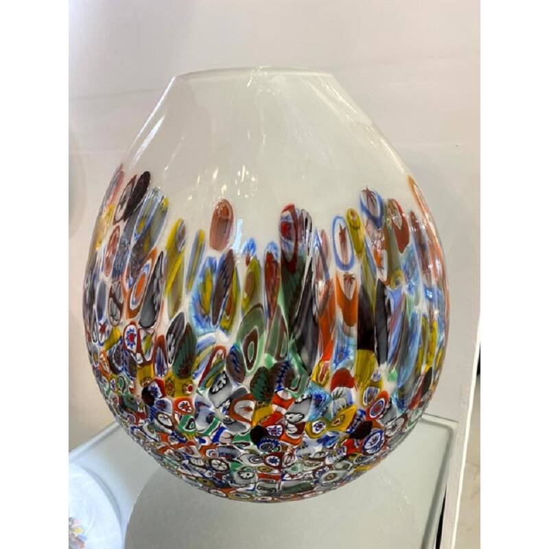 Contemporary murrine murano glass style with multicolored vase