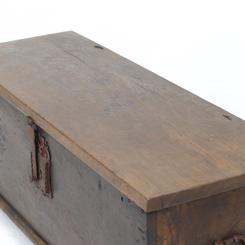 Rustic 18th Century Farmhouse Antique Primitive Six Plank Spanish Chest