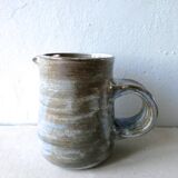 Pitcher in blue enamelled stoneware signed workshop Palegre, 70 years