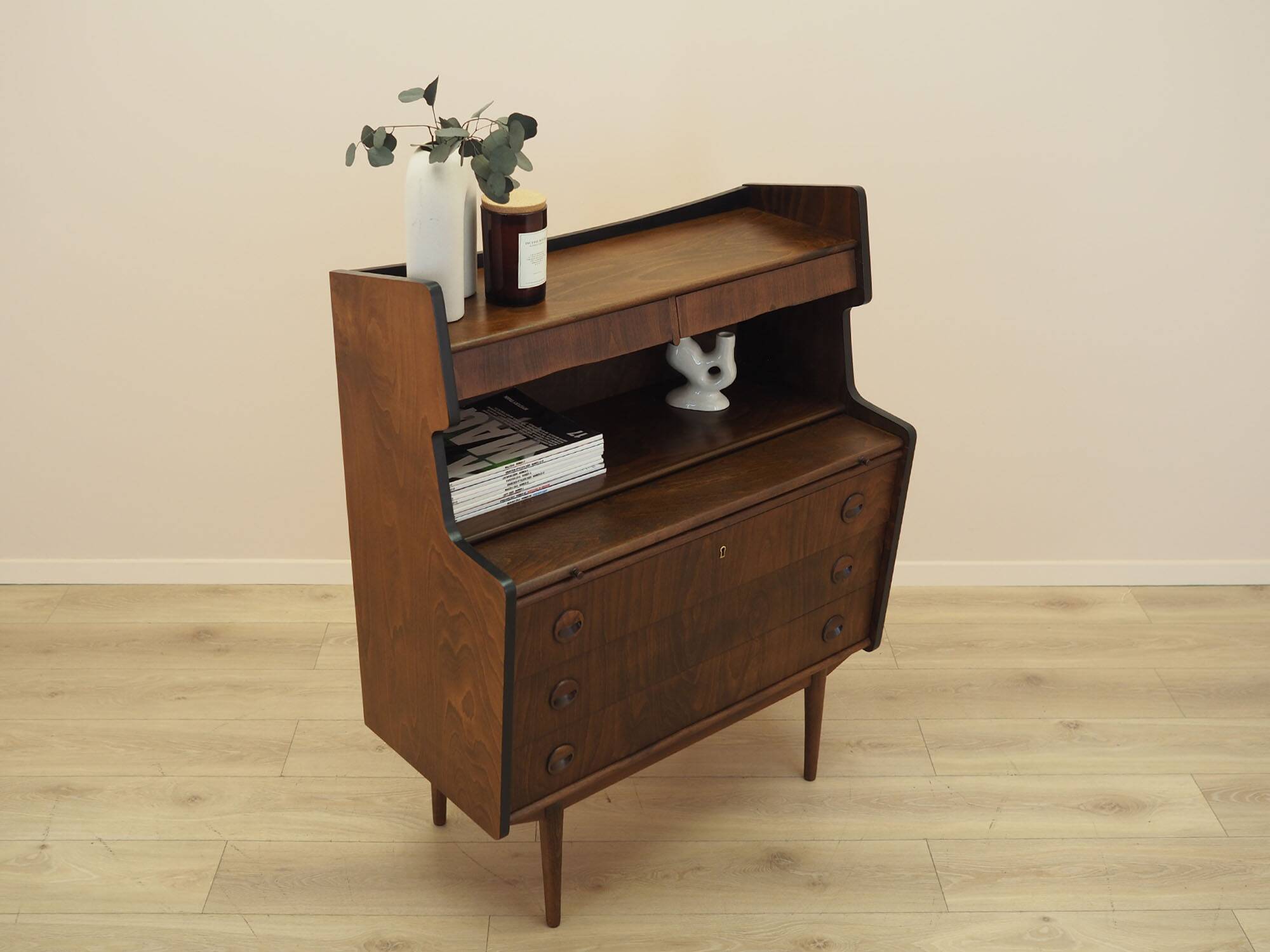 Walnut Secretary Desk 1960s Denmark with Drawers