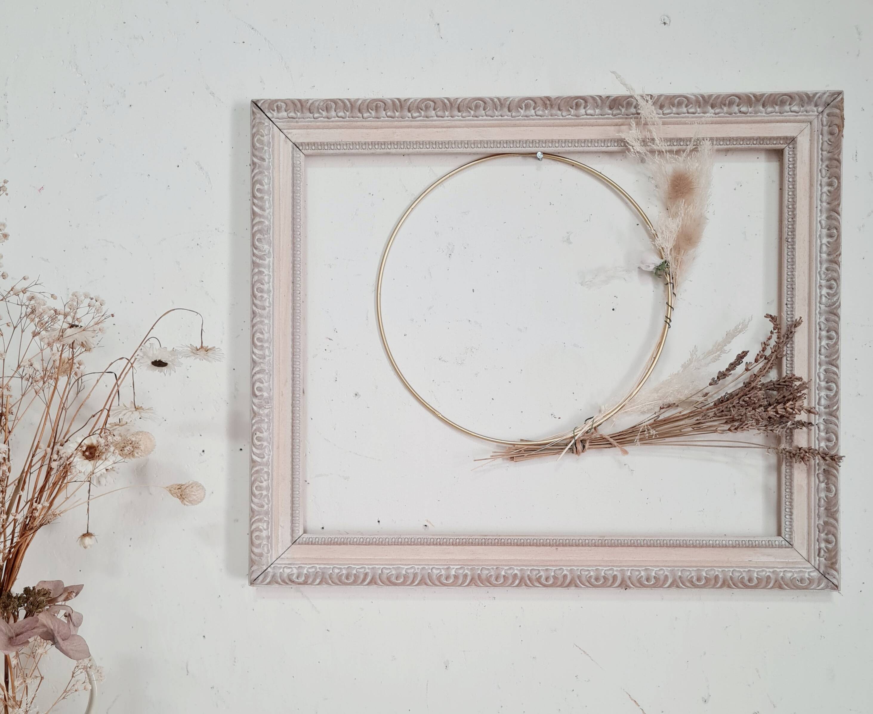 Old pink wooden frame