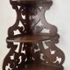 antique corner shelf in openwork wood with 3 shelves