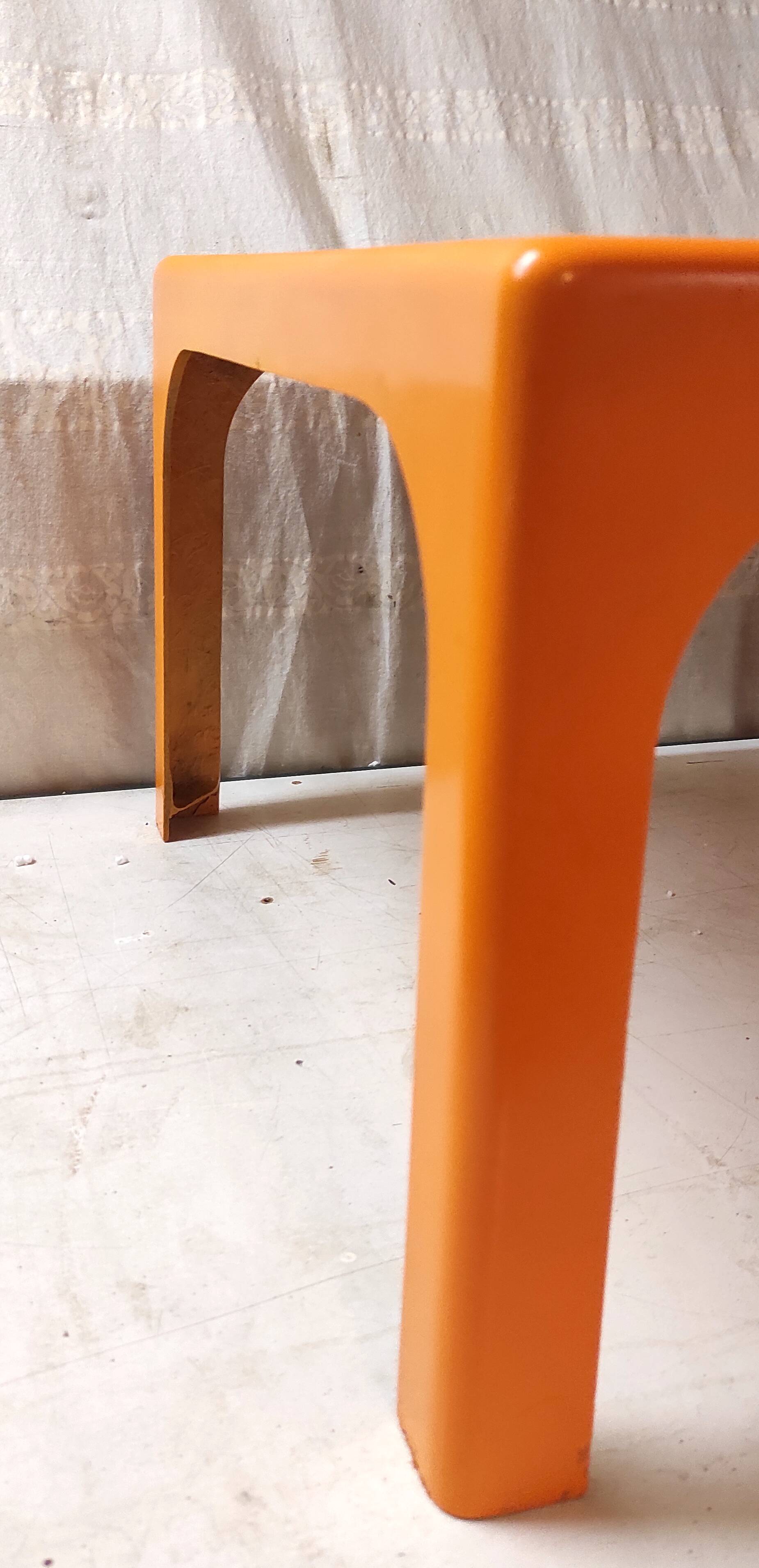 Orange fiberglass coffee table - 70s