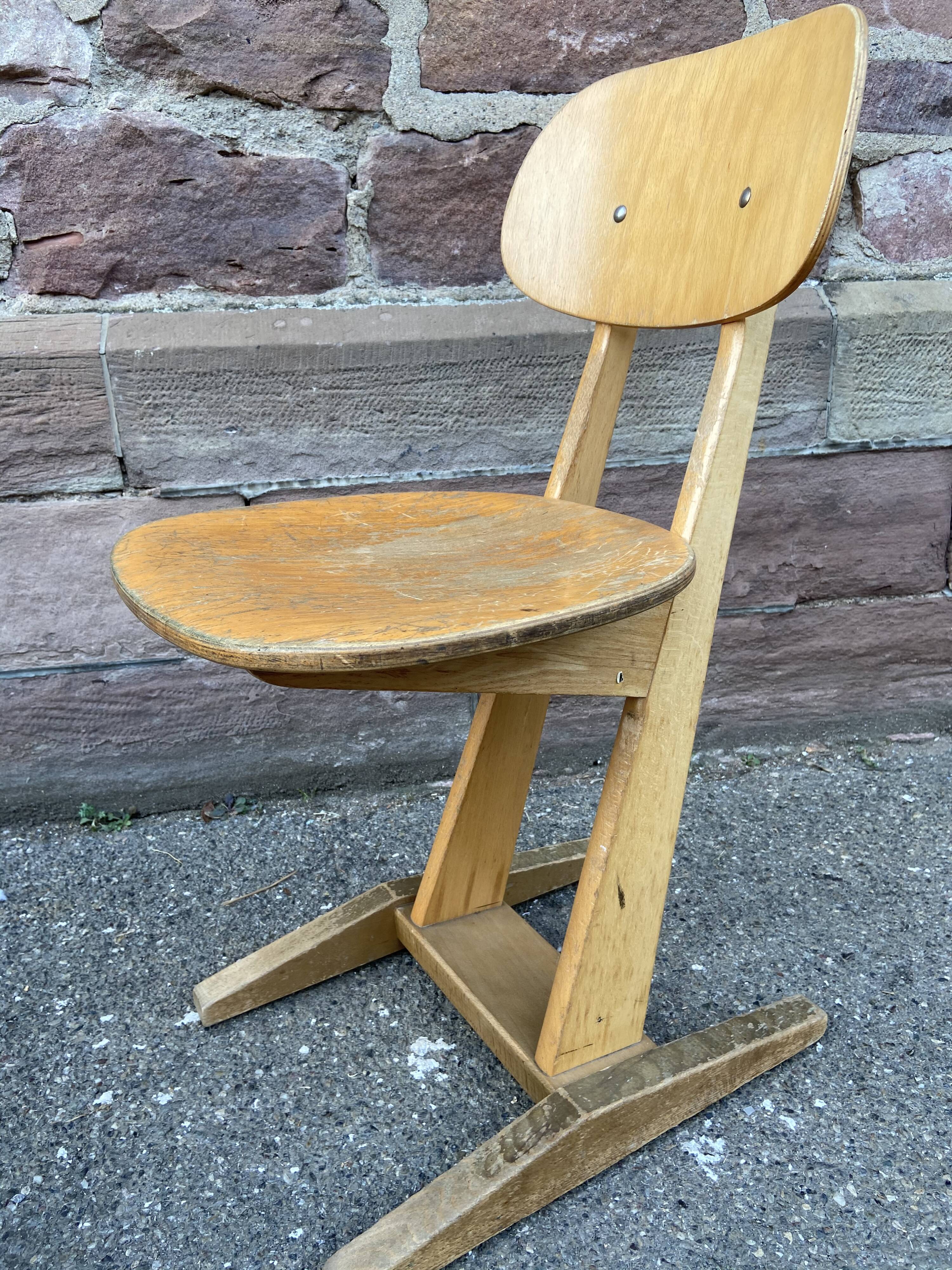 Pair of Casala vintage 1960 mid-century design adult school chairs
