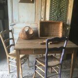 Farmhouse table with raw wood drawer