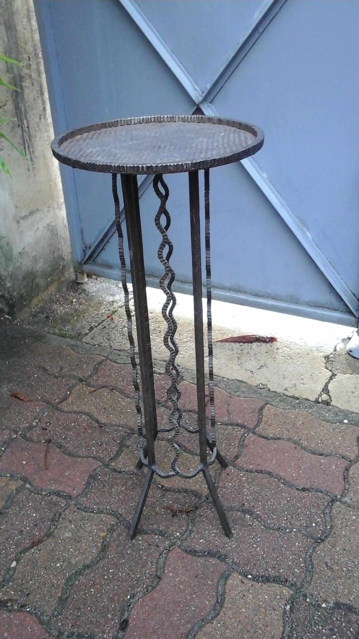 Metal side table vintage wrought iron
