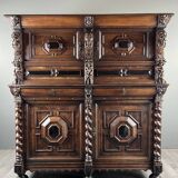 Antique carved wooden buffet in Renaissance style, late 18th / early 19th century.