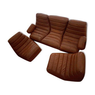 Ligne Roset leather lounge sofa set from the 70s