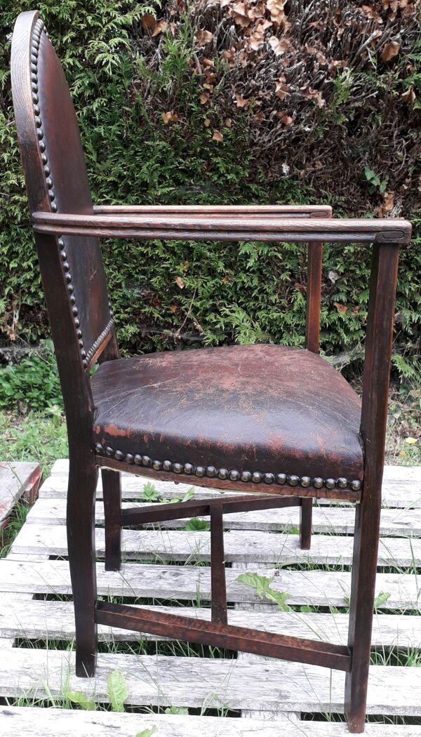 fauteuil en bois et cuir