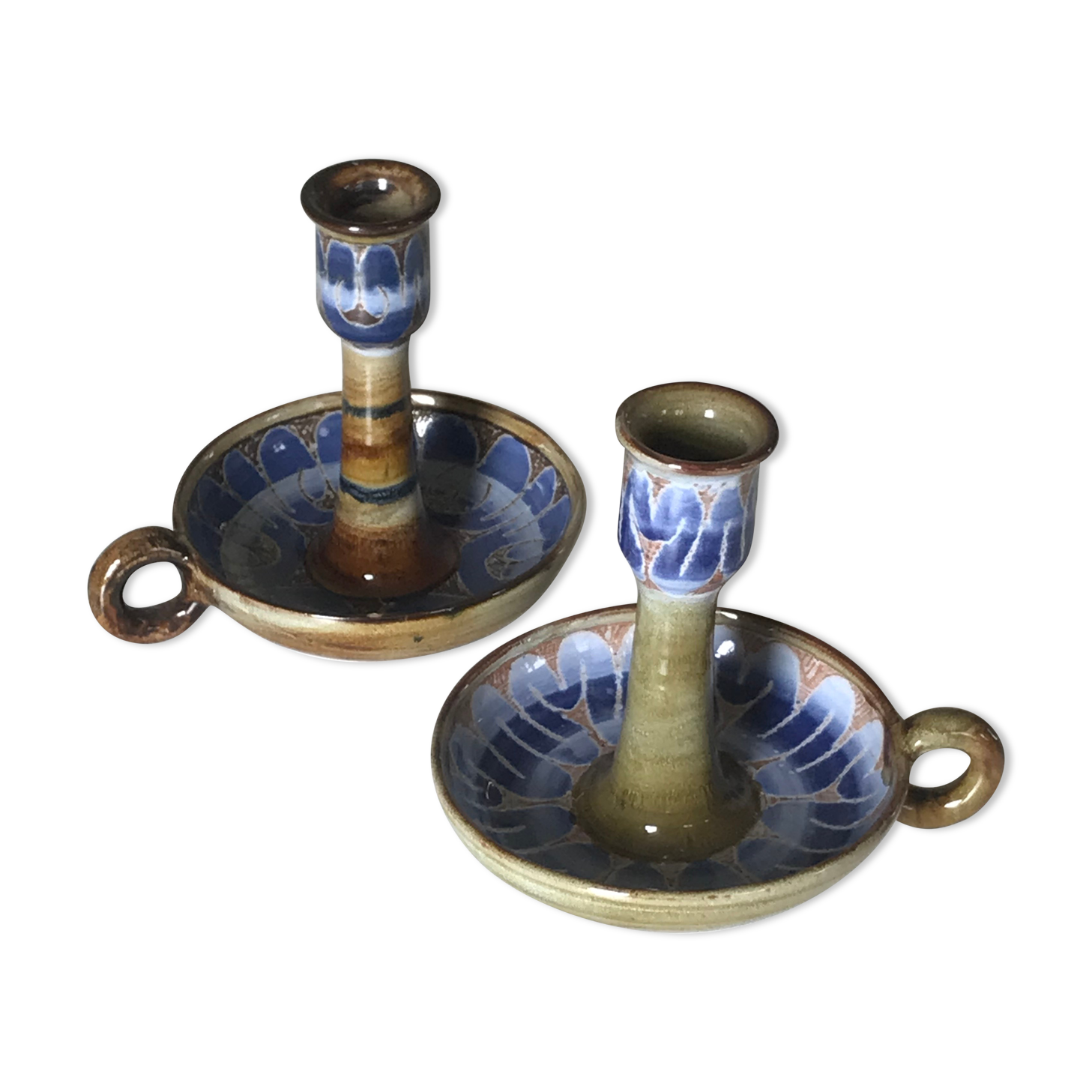 Pair of ceramic candle holders 1960 Roland Moreau