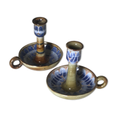 Paire de bougeoirs céramique 1960 Roland Moreau