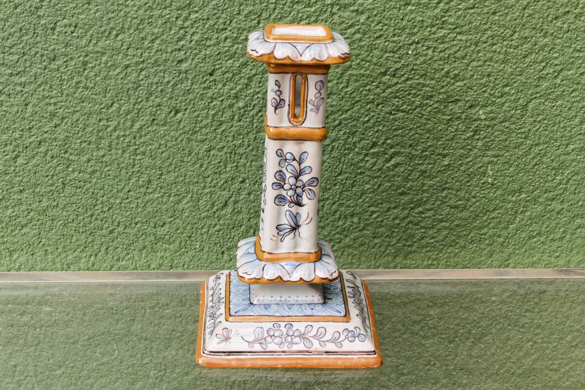 Montagnon candlestick, in Nevers earthenware.