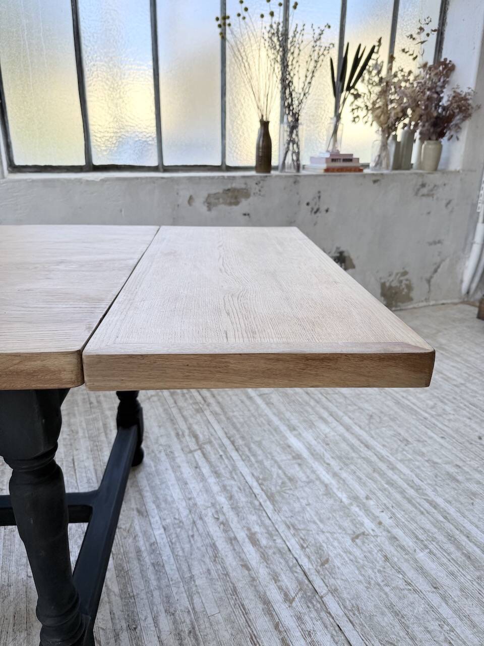Table de ferme en chêne avec rallonges