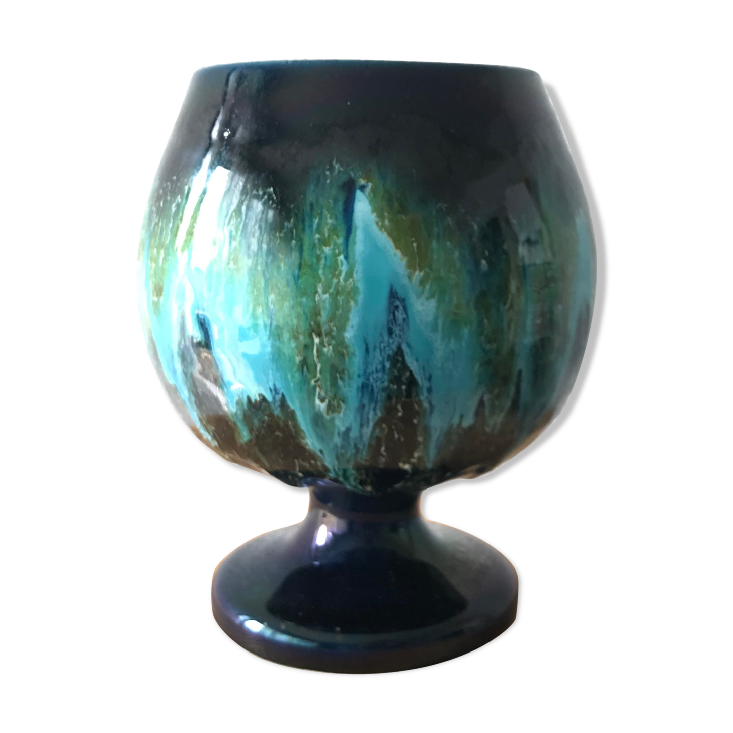 Large cut blue Vallauris earthenware