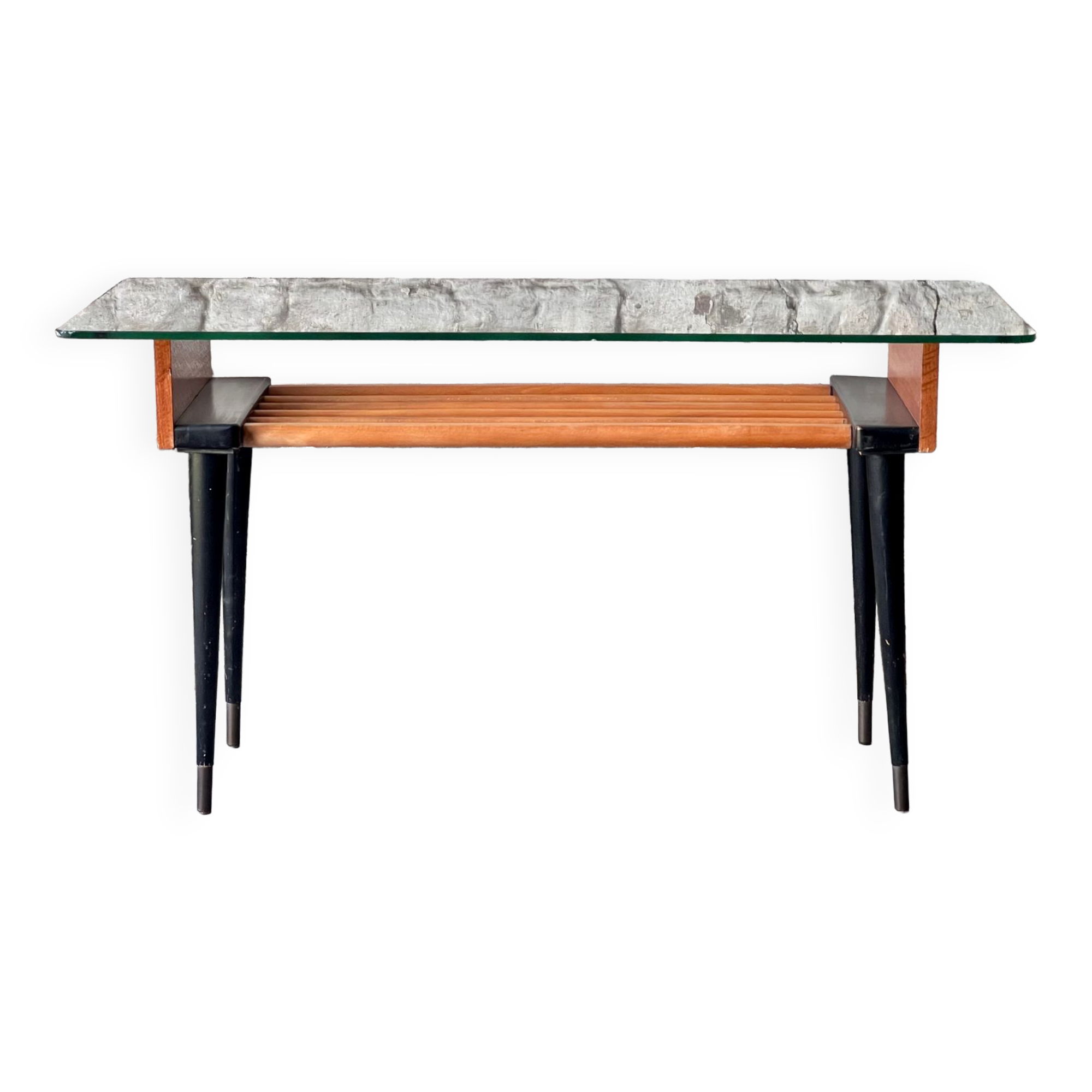 Table d'appoint en bois et verre