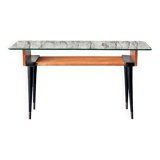 Table d'appoint en bois et verre