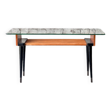 Table d'appoint en bois et verre