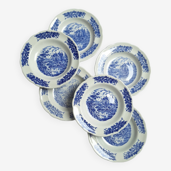 Assiettes creuses bleu porcelaine vintage