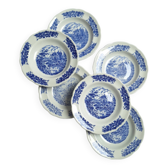 Assiettes creuses bleu porcelaine vintage