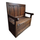 Rustic French antique storage bench from the 18th century in walnut and pine.