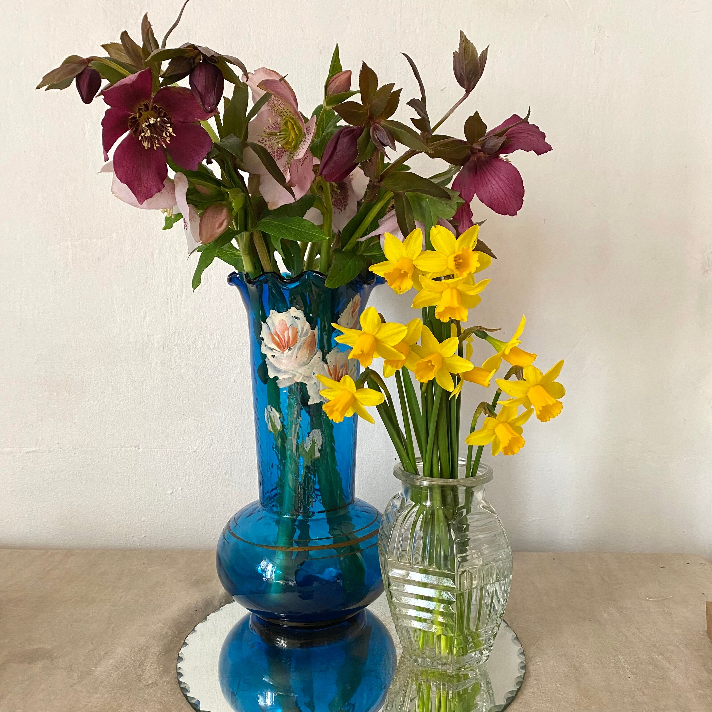 Antique blue glass vase from the 1900s
