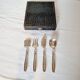 4 cubiertos art déco para servir postres o frutas de metal plata de principios s.xx