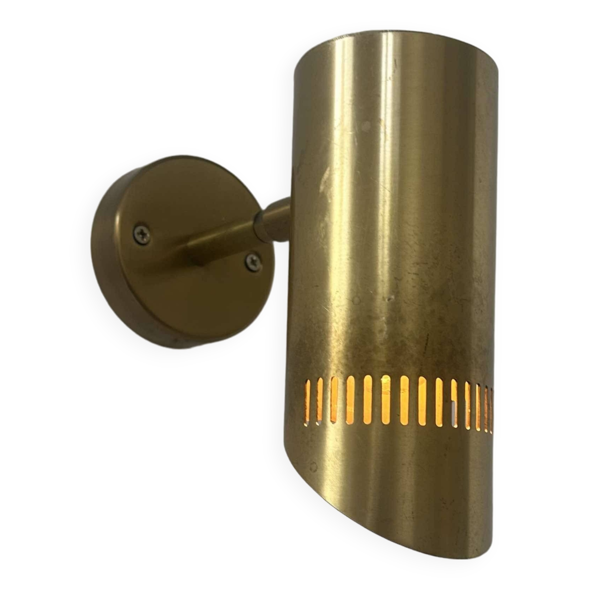 Vintage adjustable wall light, solid perforated brass, France 1960