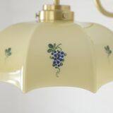 Applique murale vintage en verre beige, style années 1950, avec col de cygne et luminaire en laiton.