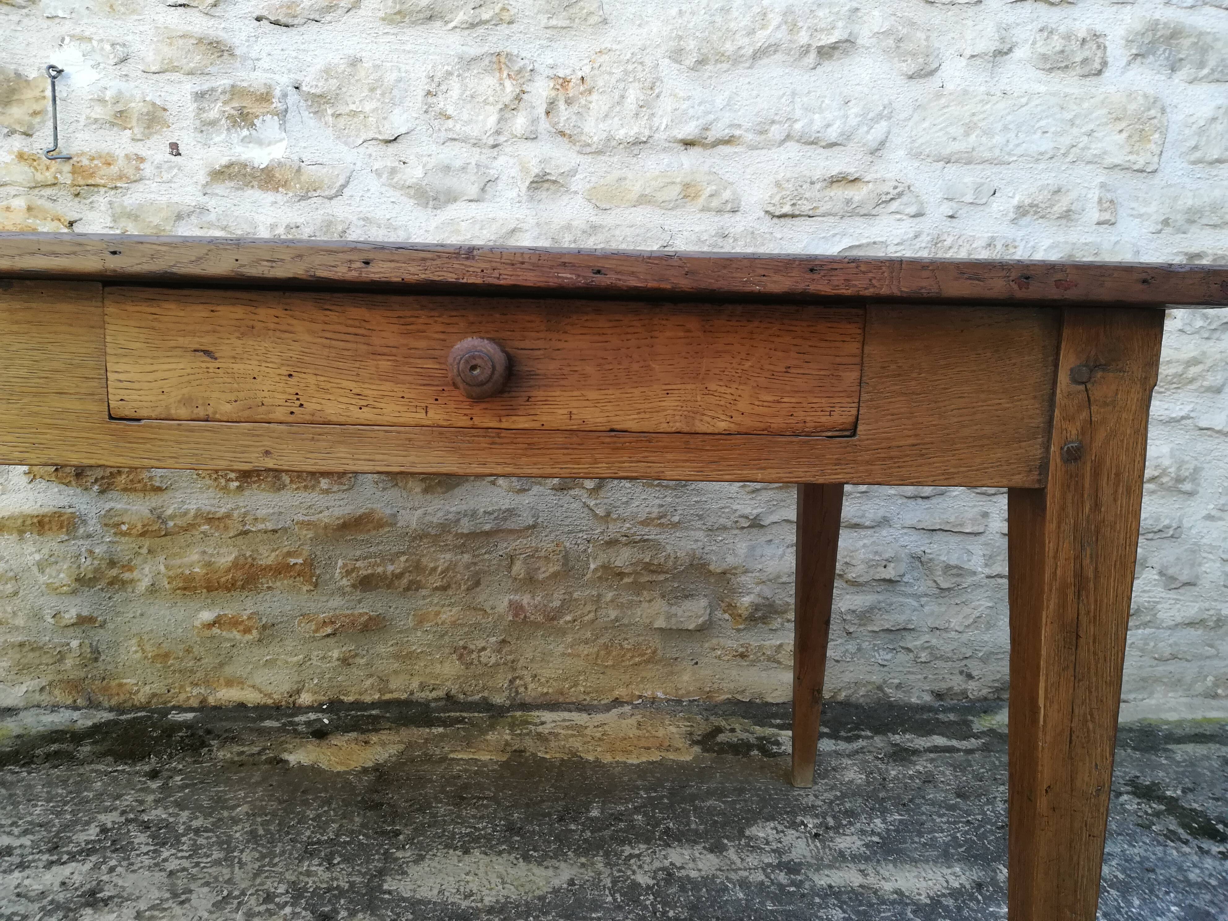 Oak farmhouse table two drawers