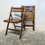 Pair of wooden folding chairs