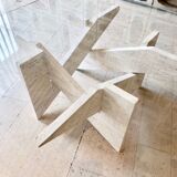 Travertine sculptural coffee table with square top