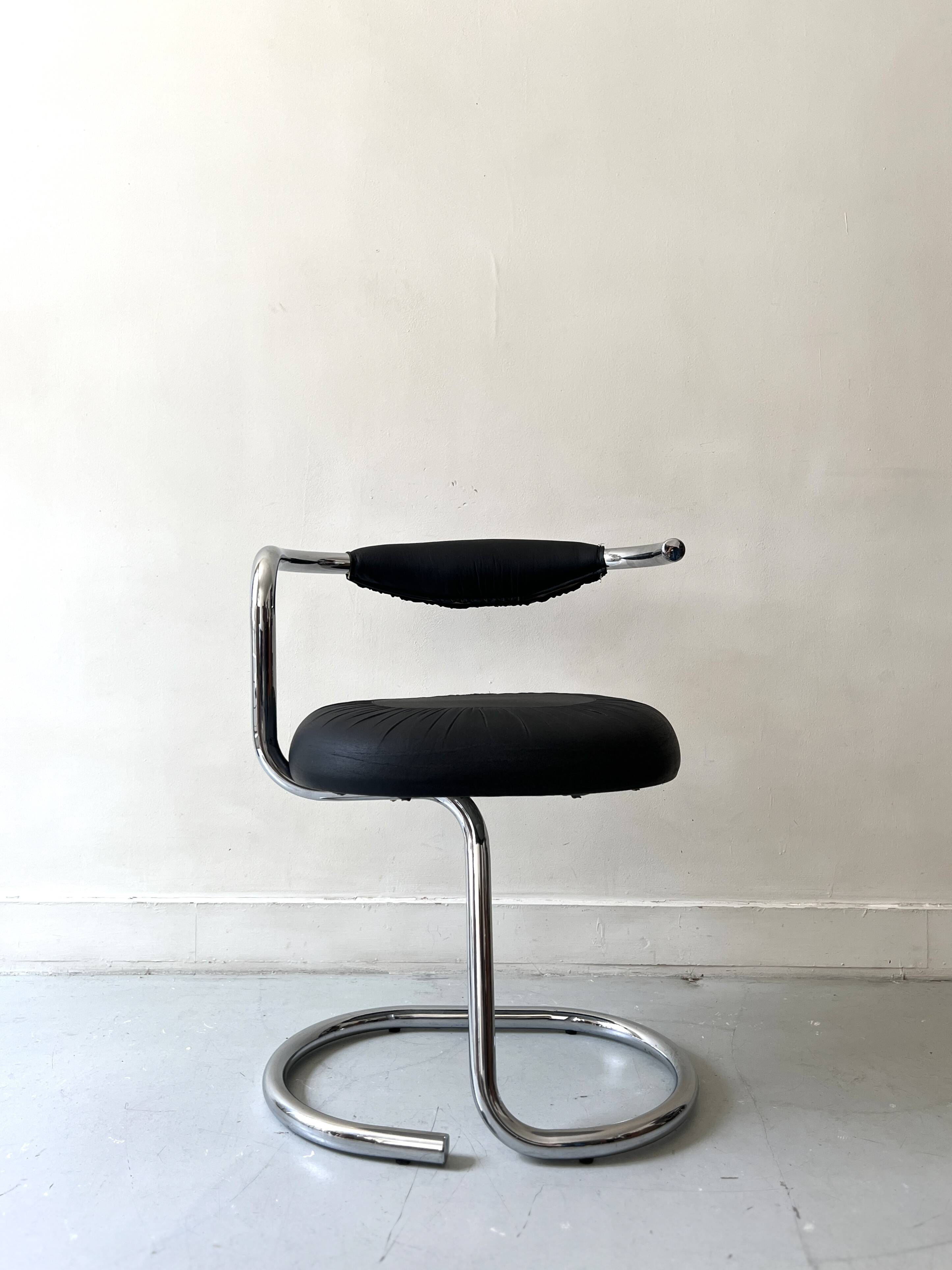 Cobra model chrome design chair by Giotto Stoppino, Italy 1970