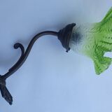 Antique brass wall light with art deco molded glass