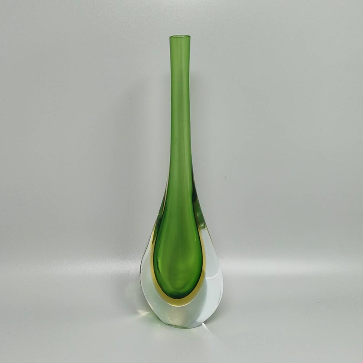 1960s Gorgeous Green and Yellow Vase By Flavio Poli