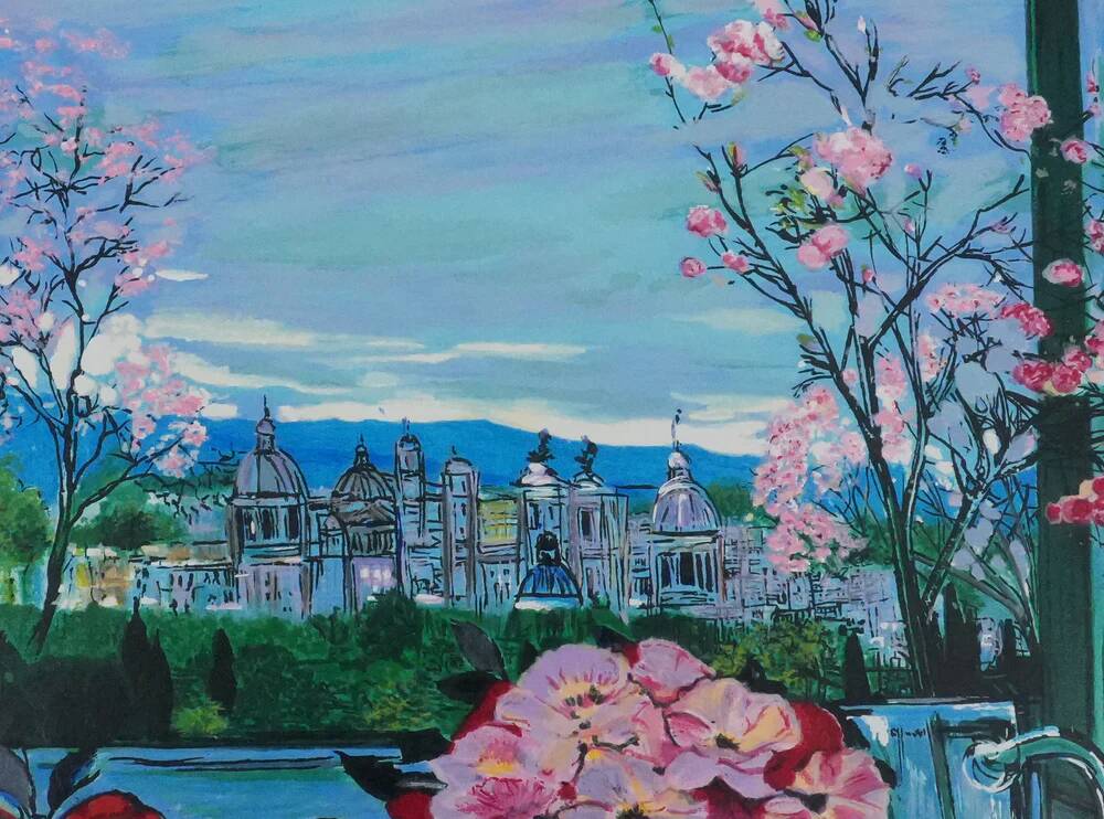 Michel Henry: Still life overlooking the city, original signed silkscreen print