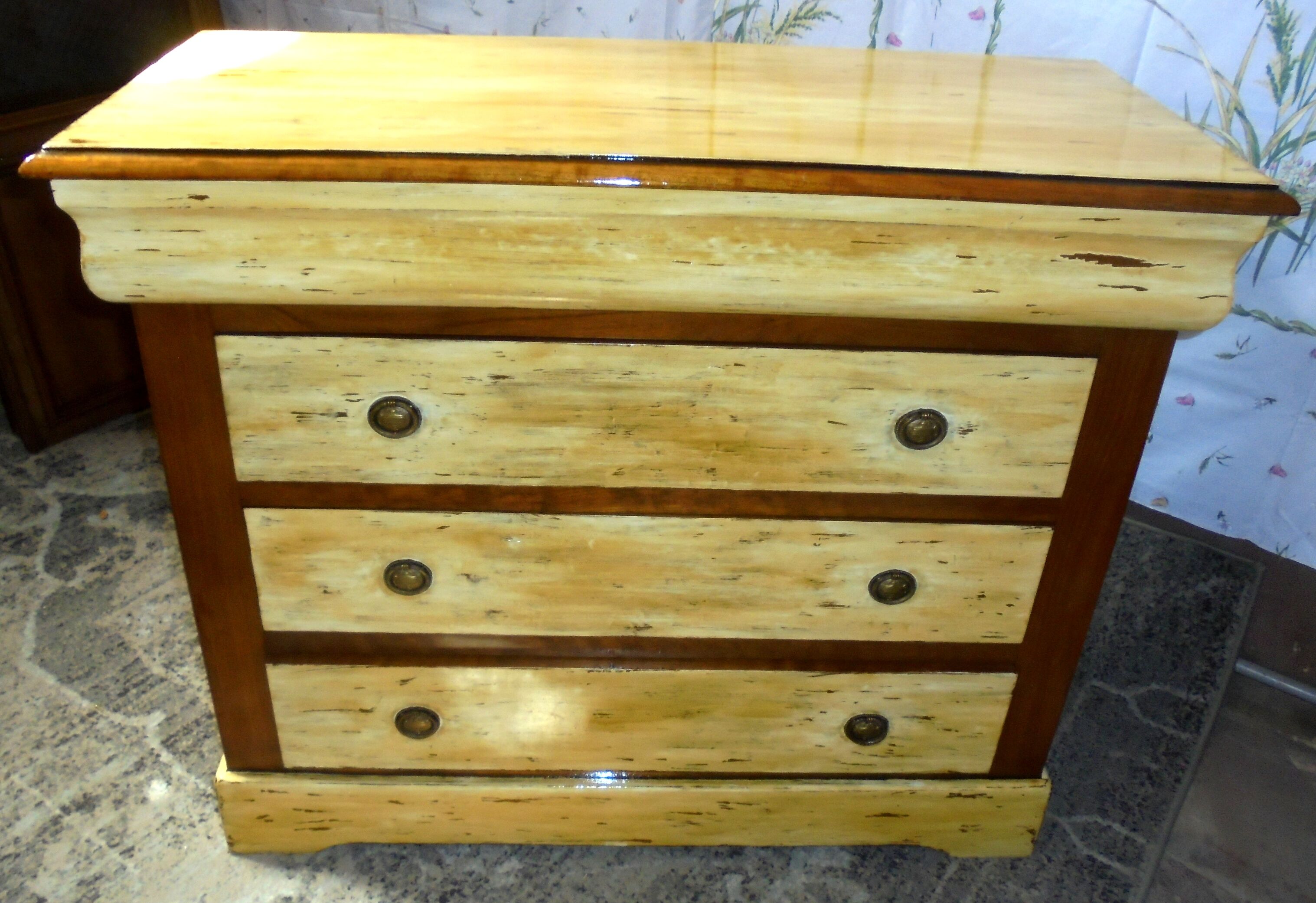 Wood and paint chest of drawers
