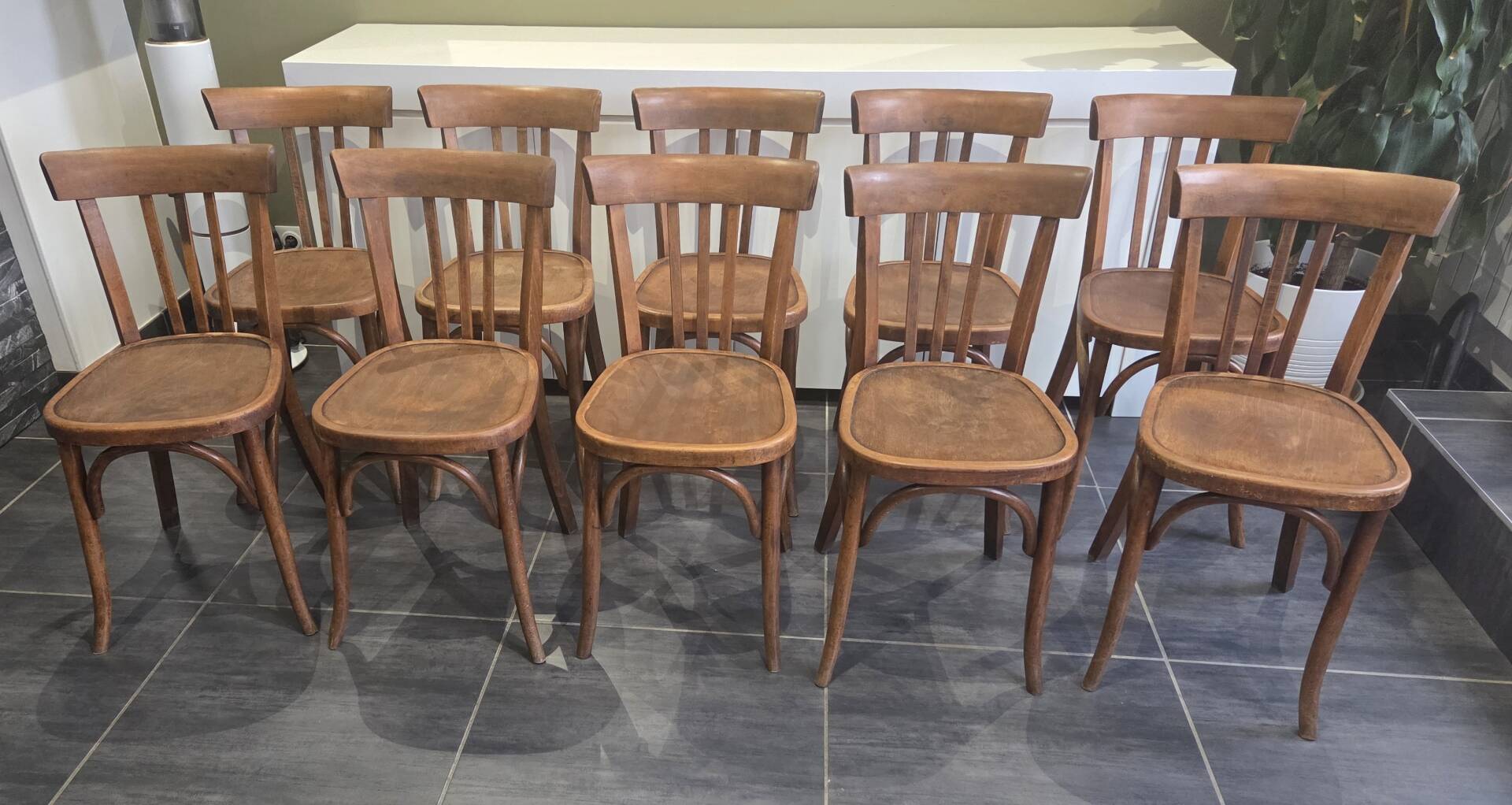 Set of 10 vintage Fischel bistro chairs, 1970s