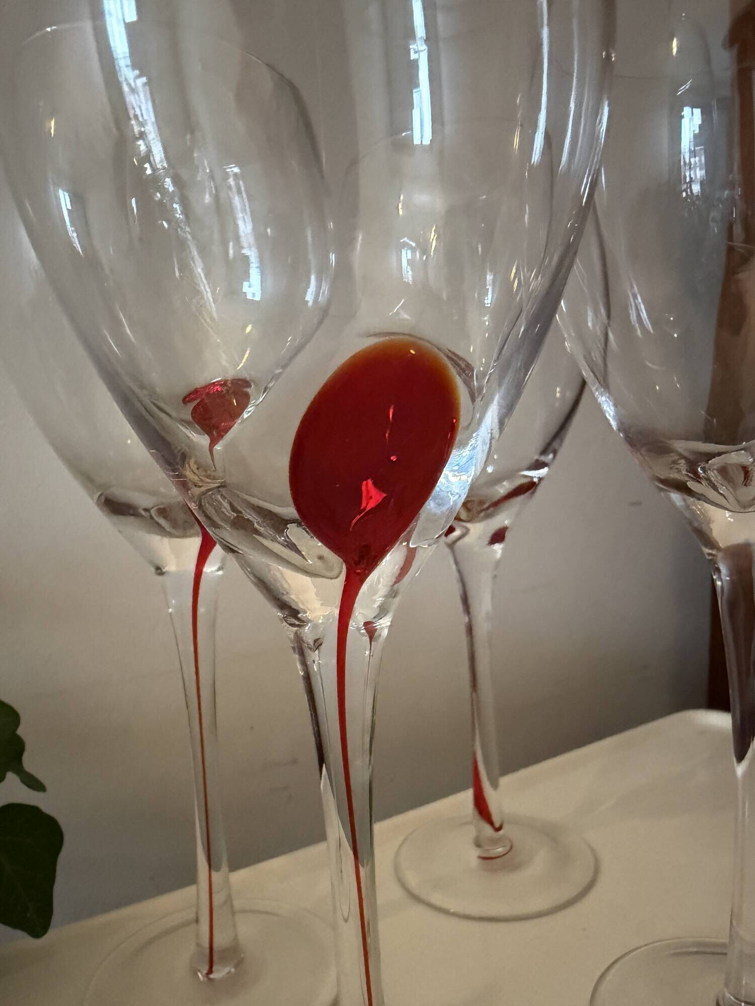 Luminarc Pop Art Red Drip Wine Glasses