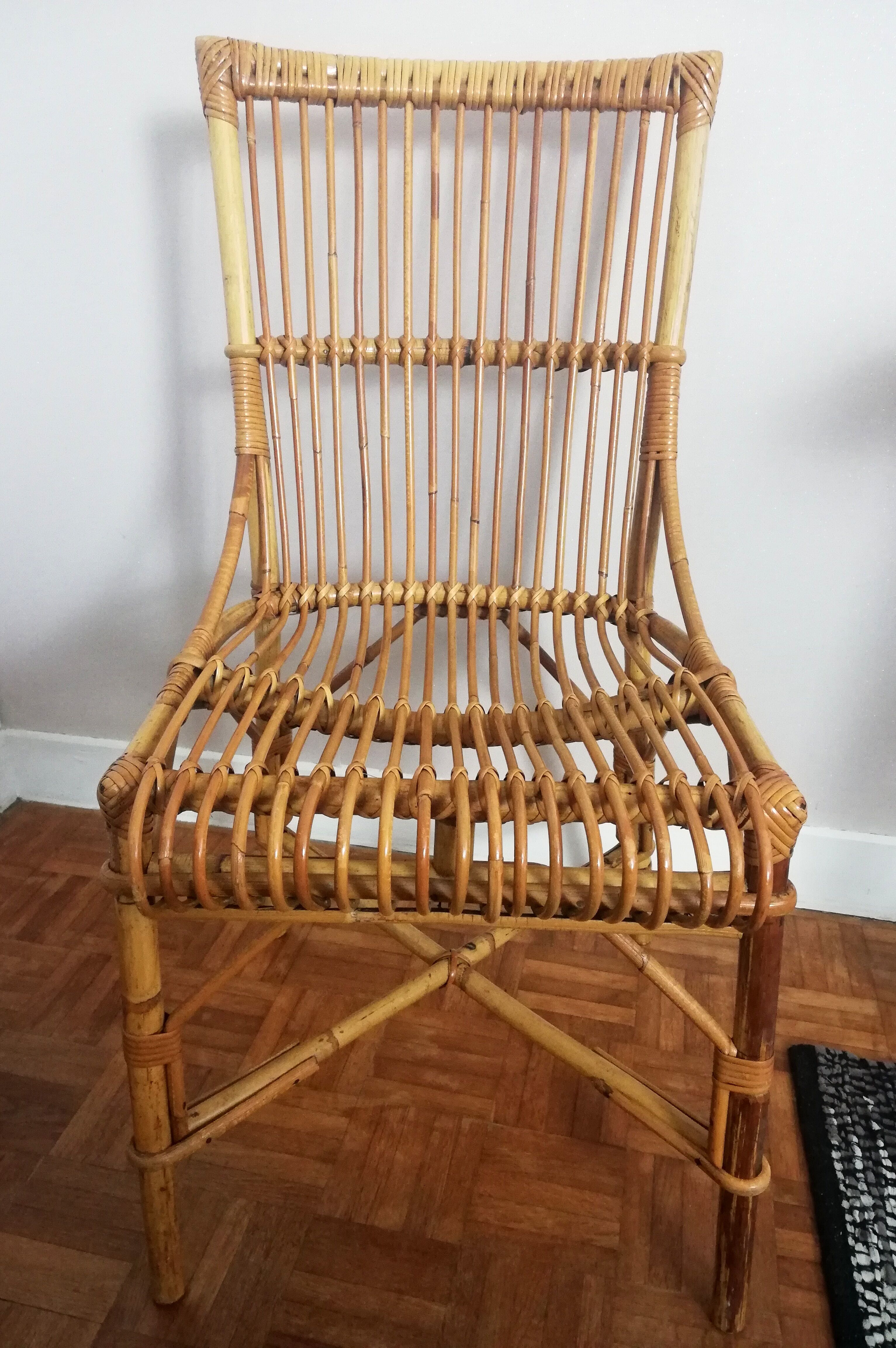 Louis Sognot desk and his rattan chair