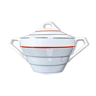 Vintage white porcelain sugar bowl - art deco coffee service - red - silver
