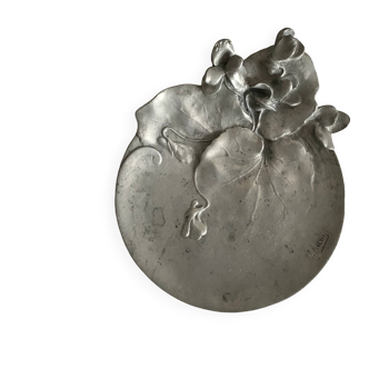 Art Nouveau ashtray in pewter signed L. Kann, foundry Siot-Decauville