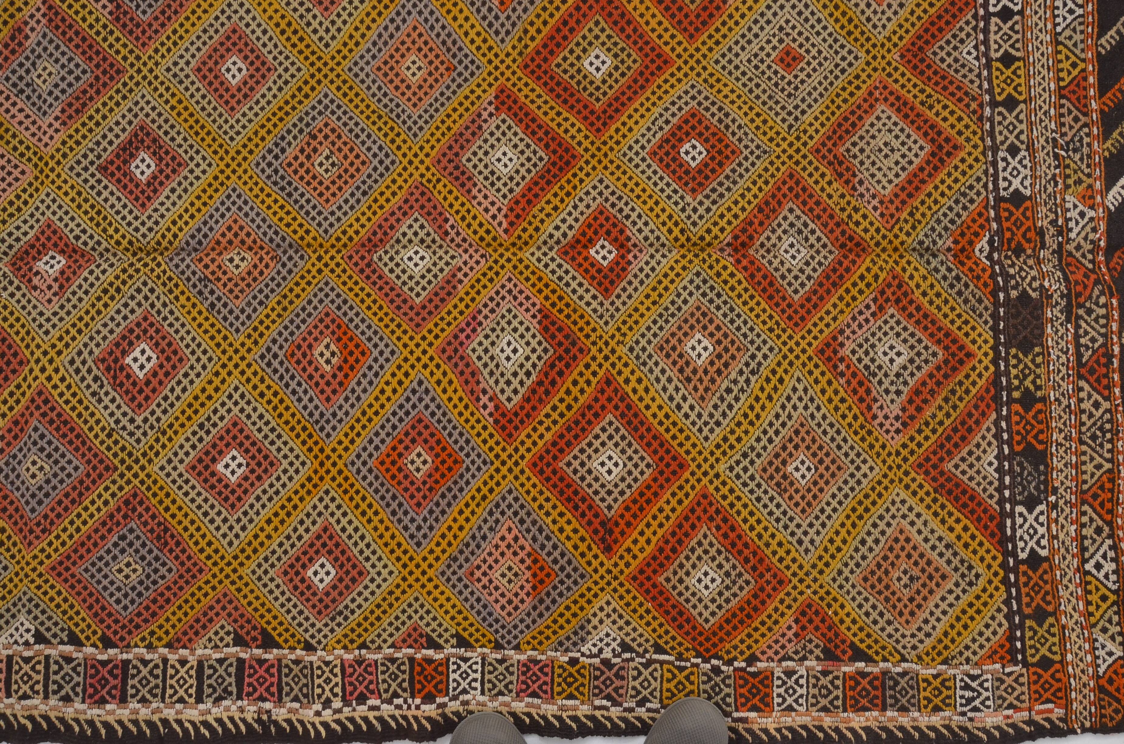 Geometric Turkish Handwoven Kilim Rug sku1628