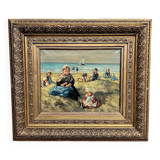 Johannes Evert Akkeringa (1861-1942). “Children playing on the beach”. Famous Dutch artist.